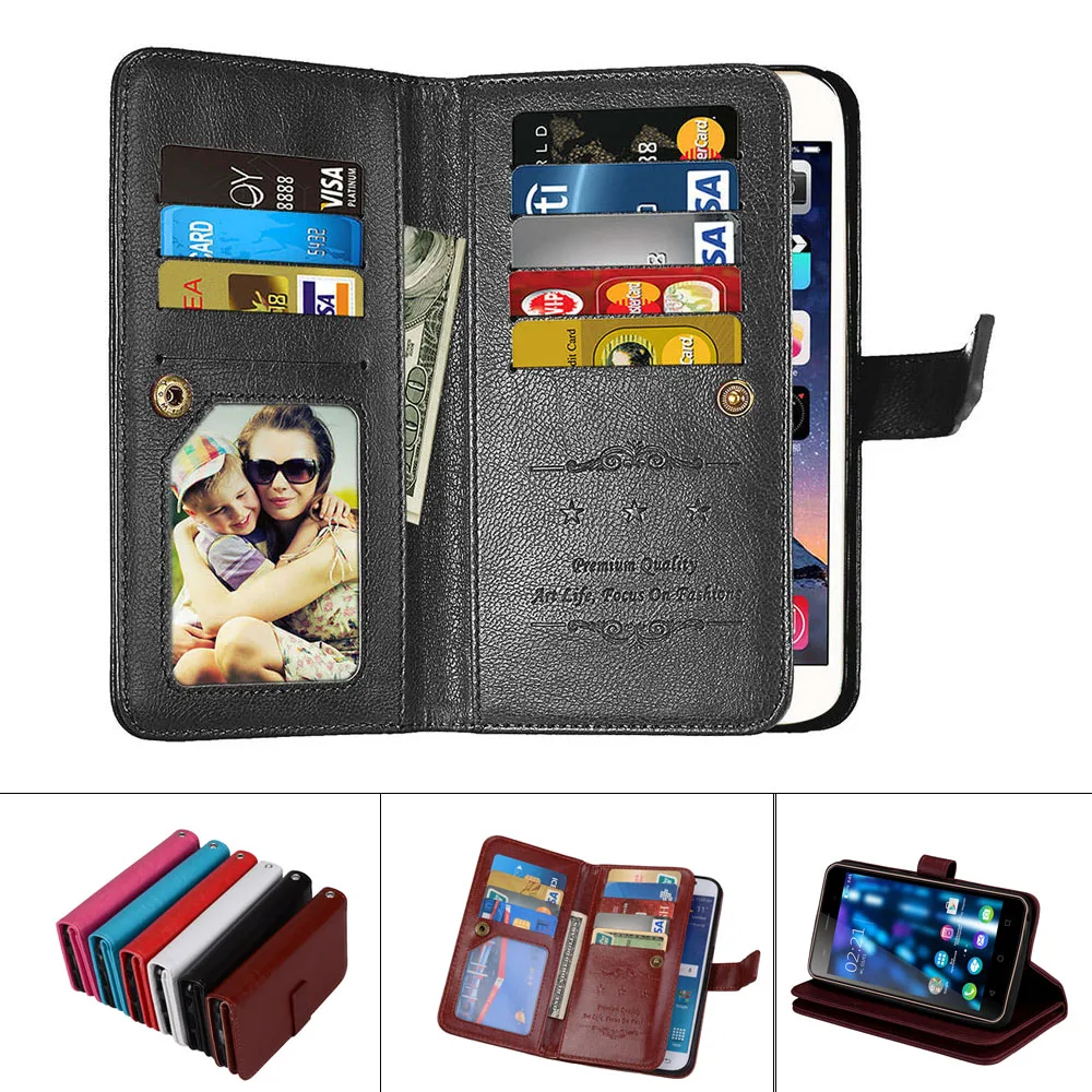 

PU Leather Magnetic Durable 9 Cards Slots Flip Wallet Case For Huawei Honor 4A 5A 5C 6A 6X 7I Shot X 7X 8 V9 9i 9 10 Lite Fundas