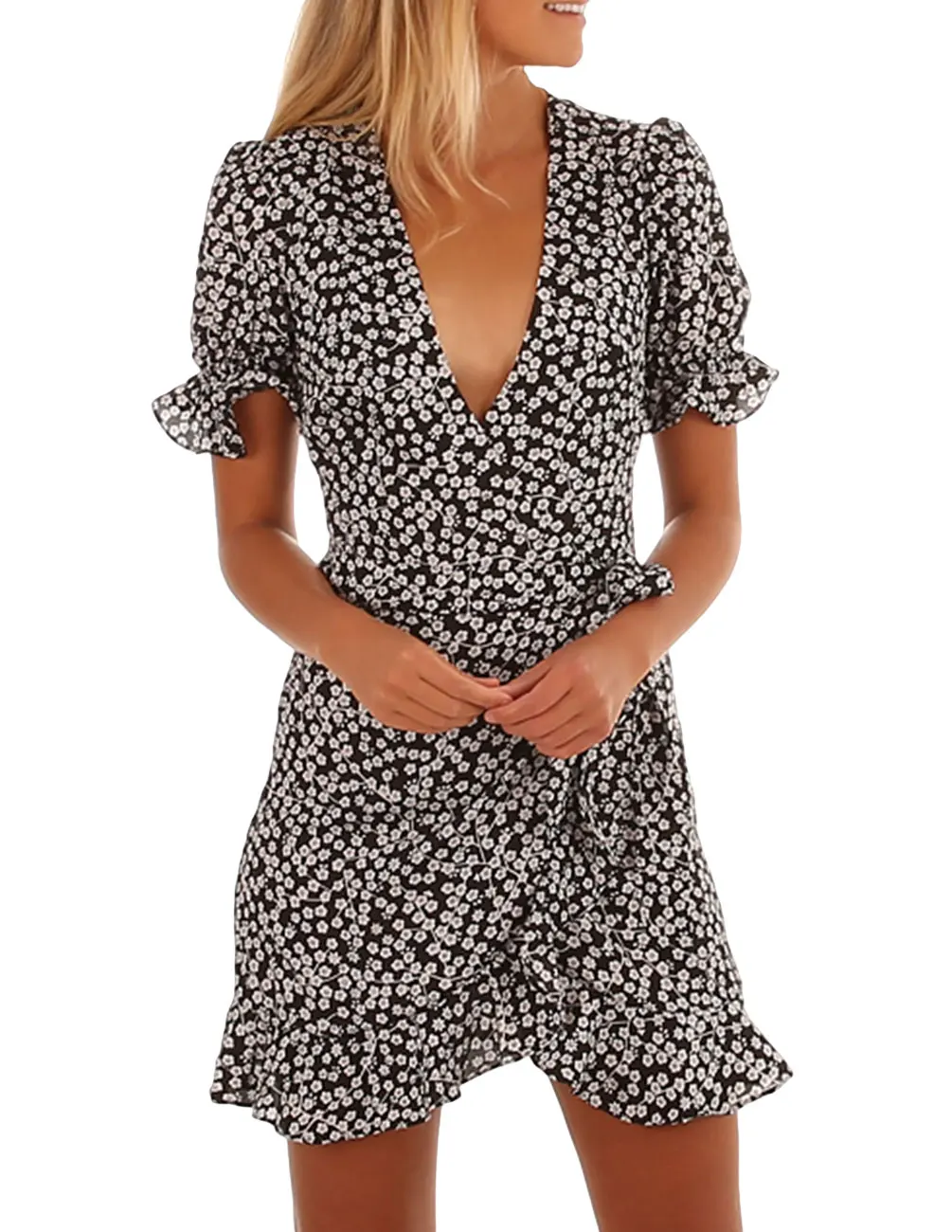 

Summer dresses for women dress Spring and summer fashion women's printed V-neck short-sleeved dress sexy dress Dress