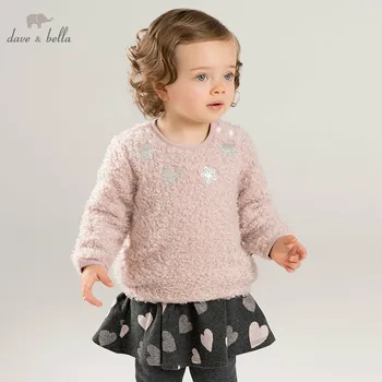 

DB8818 dave bella baby girls autumn infant baby fashion t-shirt toddler top children high quality tees lovely clothes