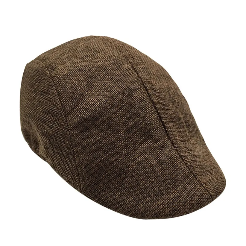 Модный мужской берет унисекс, одноцветная Повседневная винтажная дышащая Солнцезащитная шляпа, мужские летние кепки с козырьками, мужские шапки 90514 - Цвет: Coffee