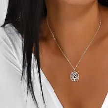 Ожерелье древо жизни, женское модное винтажное серебряное золотое ожерелье в виде дерева жизни, простая подвеска, колье, ювелирное изделие