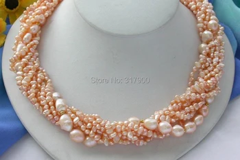 

Stunning 8row 17" pink baroque freshwater pearl necklace