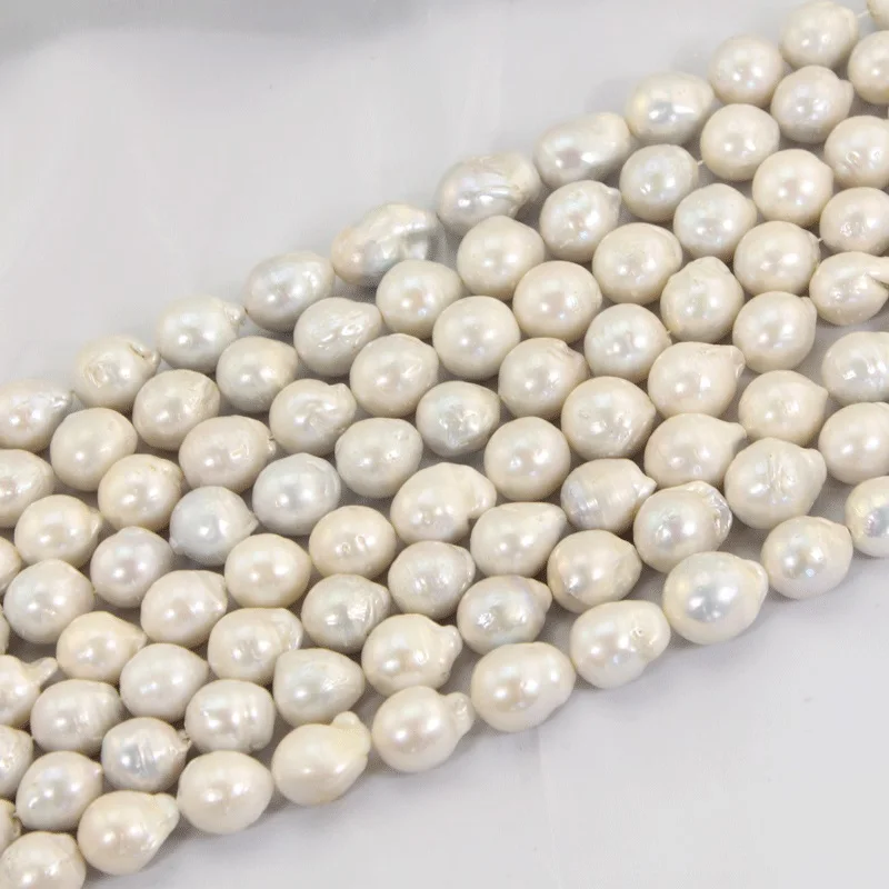 Роскошный белый культивированный бусины из пресноводного жемчуга 1 прядь 14-16 мм бусины барочного жемчуга для женщин ожерелье LPS0005