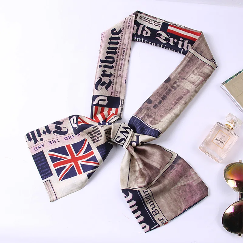 Women Silk Scarf Head Scarves Female Foulard Satin Hijab Handle Bags Scarfs Small Ribbon Hair Band Headband Scarves & Wraps A99