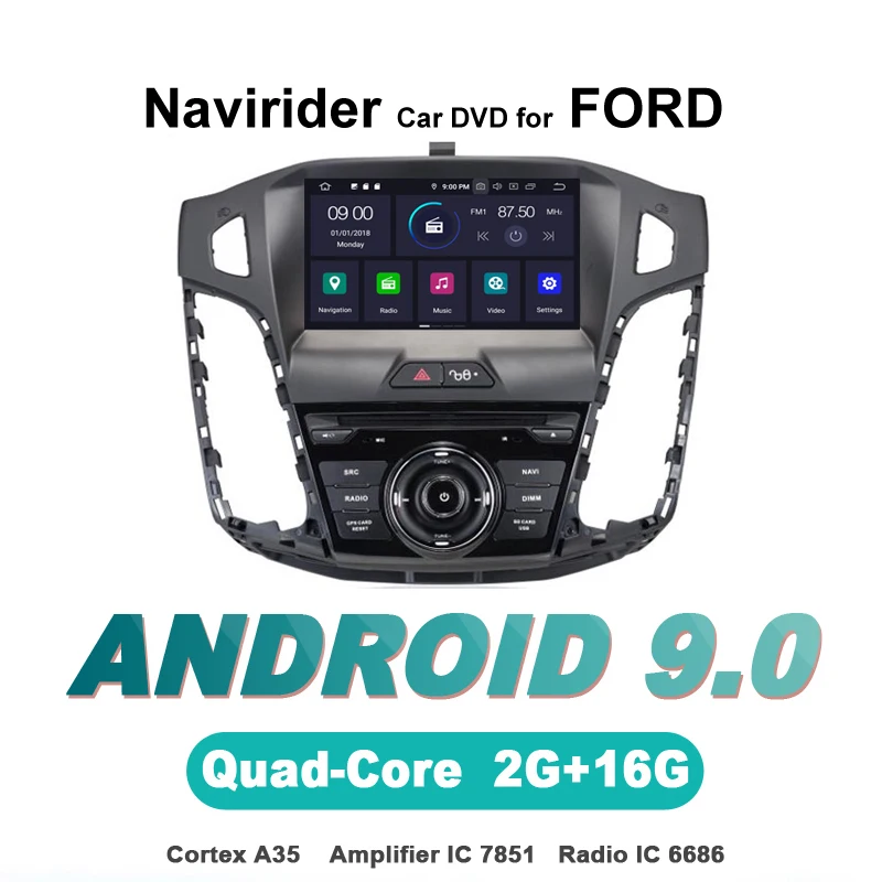 

ELANMEY advanced gps navigation For FORD FOCUS 2012 car accessories android 9.0 CAR DVD multimedia radio stereo bluetooth
