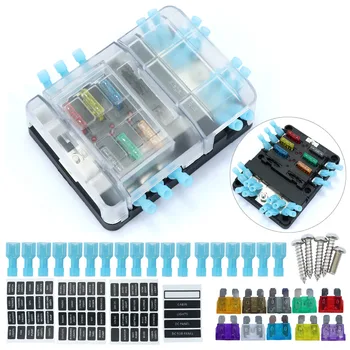 

6 Way DC32V 100A Blade fuse blocks quick terminals with 12P negative busbar,fuses and insulated connectors