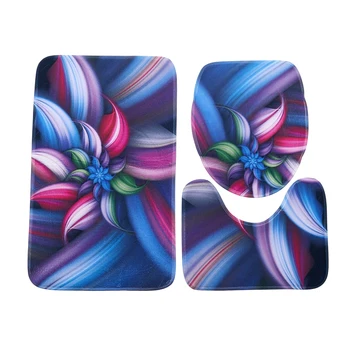 

Flower Printed 3pcs Mats For Bathroom And Toilet Washable Pedestal Rug Lid Toilet Cover Carpet Absorbent Bath Rug Set Toilet M