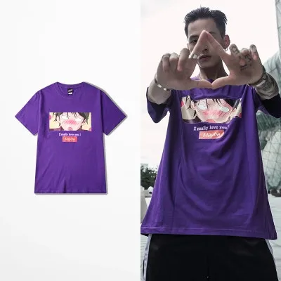 

2019 Summer New Fashion Korean T Shirt Men Skateboard Hip Hip High Street Cartoon Printed Short Sleeve Dark Souls T-shirt Men