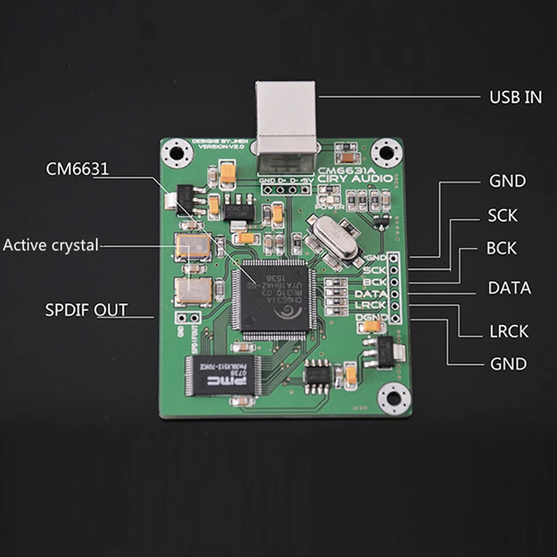 CM6631A модуль карты цифрового интерфейса USB ЦАП Плата USB к IIS SPDIF выход 24 бит 192K F3-011