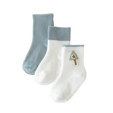 3 Pairs/Lot Newborn Baby Kids Socks Whit Grips Cotton Cartoon Breathable Mid Tube Socks for Children Boys Girls 0-3 Years  