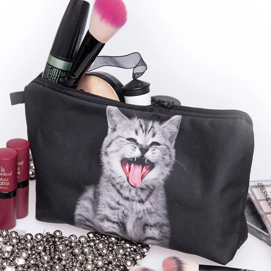 UOSC Shock blue cat сумка для макияжа с 3D принтом who cares pencil trousse de maquillage женская косметичка дорожные сумки-карандаши
