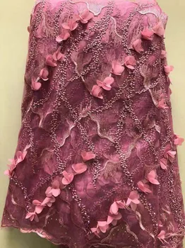 

New Style Nigerian 3D Lace Fabrics 2020 High Quality Tulle African Laces Fabric Wedding French Tulle Lace Material ELL3504 onion