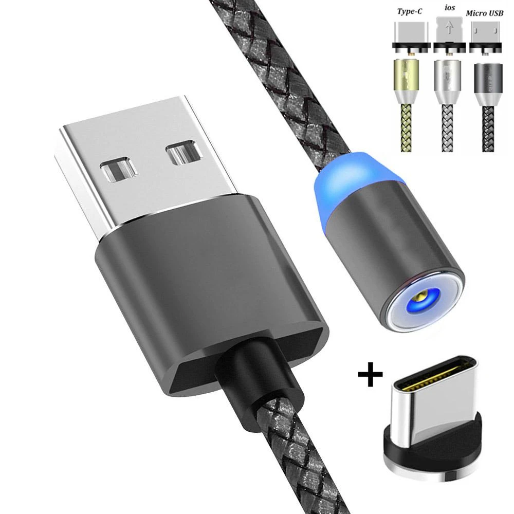 Micro USB кабель Магнитный type C Зарядка 1 м Android батарея Зарядка магнит шнур данных для huawei P20 lite P30 honor 10 nova 3 3i 4