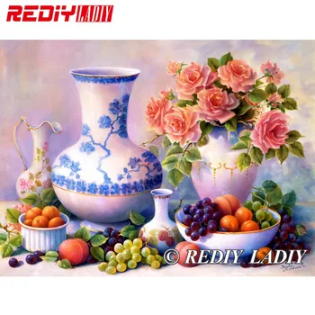 

28x41cm 3D Accurate printed crystal beads embroidery kit Flower vase beadwork crafts needlework diy beads cross stitch APT669
