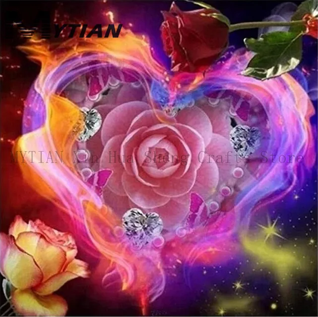 18093014 DIY Wedding Decor Diamond Painting,Love Flowers,Roses Square Round Full Drill Diamond Painting Kit,Diamond Embroidery By Number
