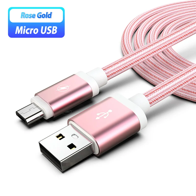 3 м 2 м Micro USB кабель Android 2.4A Usb кабель для зарядного устройства Micro Usb Microusb кабель для samsung Galaxy A10 M10 J5/J7/J8/J6 - Цвет: rose gold