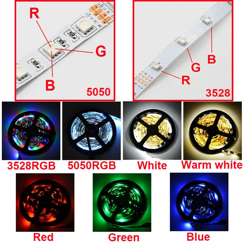 3528 2835 SMD RGB красный зеленый синий белый теплый светодиодный свет 60led/M 5 M 300Led Гибкая