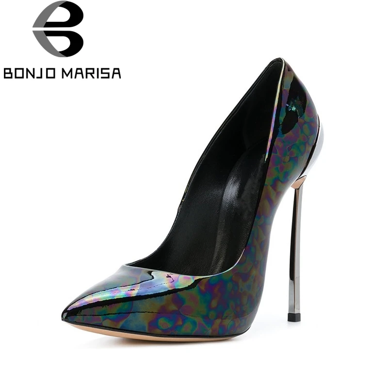 

BONJOMARISA Big Size 33-45 Thin High Heels Party Brand Design Spring Shoes Pumps Sexy Pointed Toe Print Women Shoes Woman