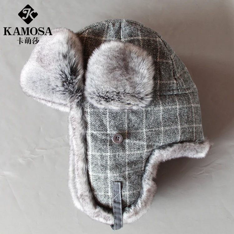 Шапка-ушанка, Мужская Толстая зимняя теплая шапка из кроличьего меха, защитные колпачки закрылков для ушей, теплая хлопковая шапка для русских мужчин, B-8504