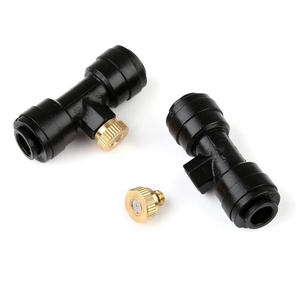 EONBON Misting Nozzles Kit 12pcs Brass Mister Nozzles 0.4mm 10//24 UNC 10pcs Thread Misting Nozzle Tees 1//4 Slip-Lok with 1pcs Plug for Misting System Outdoor Cooling System