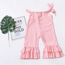 Летние штаны для маленьких девочек детские комбинезоны для девочек хлопковые детские однотонные хлопковые Эластичные подтяжки без рукавов, штаны, Комбинезоны