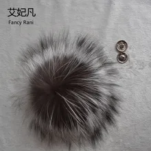 Big Genuine Real Silver Fox Fur Pompom Fur Pom Poms Ball for Hats Caps Accessories Natural