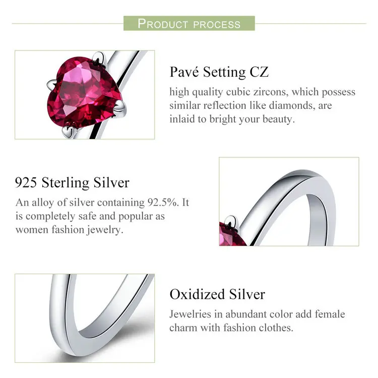 3 цветов 925 серебряное кольцо в форме сердца любовь кольцо свадебные украшения PA7105