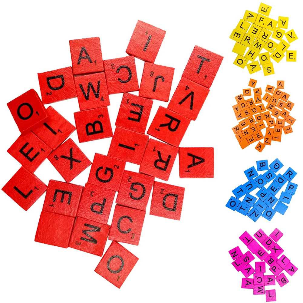 

100 Pcs Multi-Color Wood Letters Numbers Button DIY Craft Sewing Scrapbooking