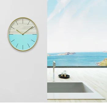 

Colour Marble Gold Wall Clock Glass Round Art Wall Clock Living Room Decorative Reloj De Pared Creative Clock For Room 50w244