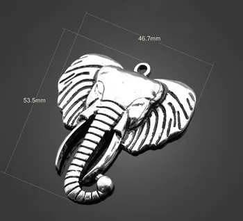 

10pcs Antique Silver Elephant Charms Pendants -DIY Findings Necklace Bracelet Metal Fashion Coat Chain Accessories 53.3mmX46.7mm