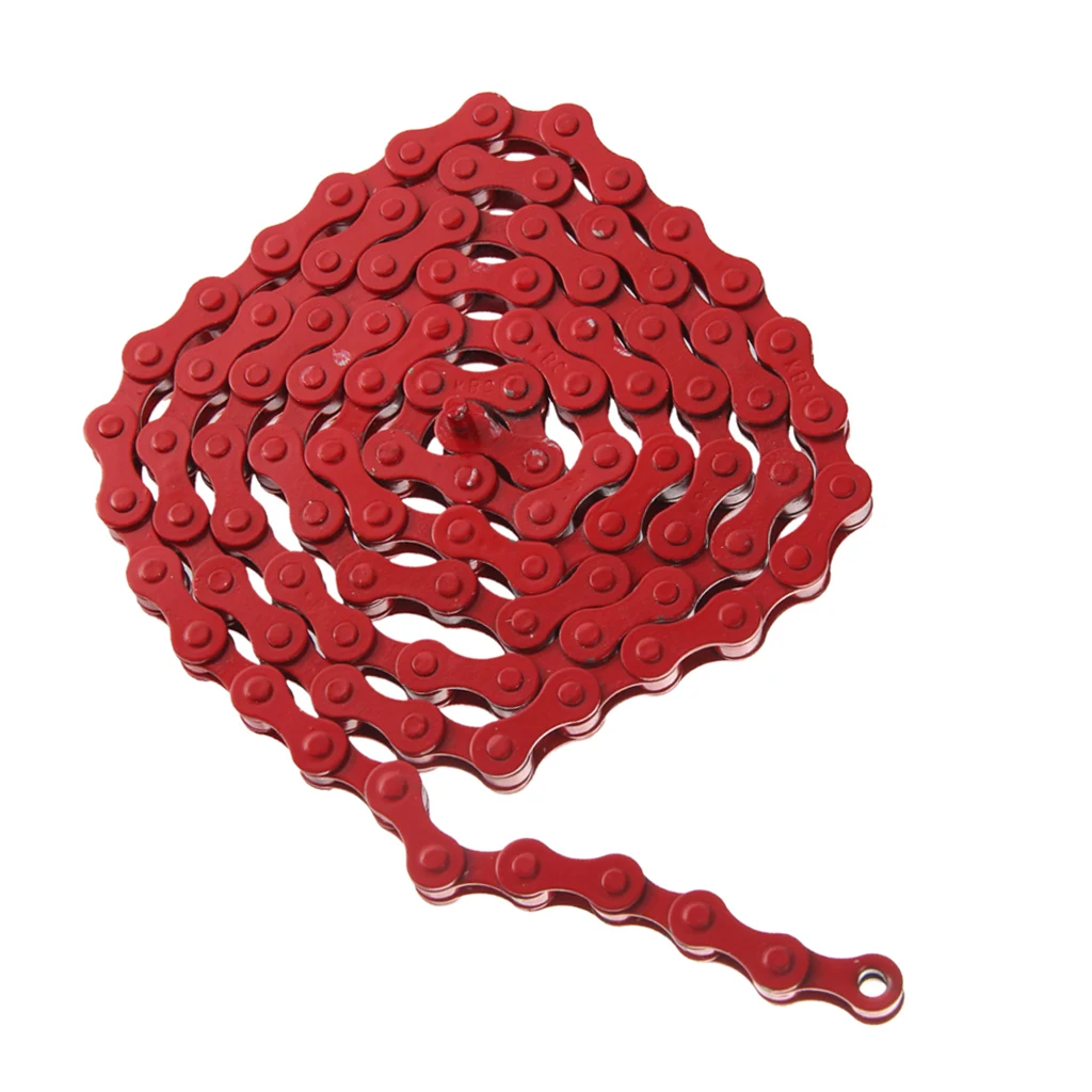 High Strength Steel Magic Button Chain  Bike Chain Fixed Gear Track BMX Single Speed Chains 1/2' X 1/8' Red 