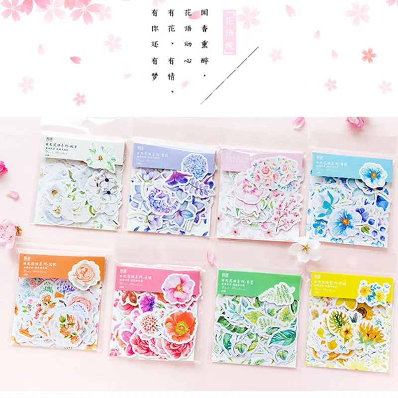 

MO.CARD sunny flowers mini paper diary sticker Scrapbooking Decoration label 1 lot = 1 pack = 45 pcs