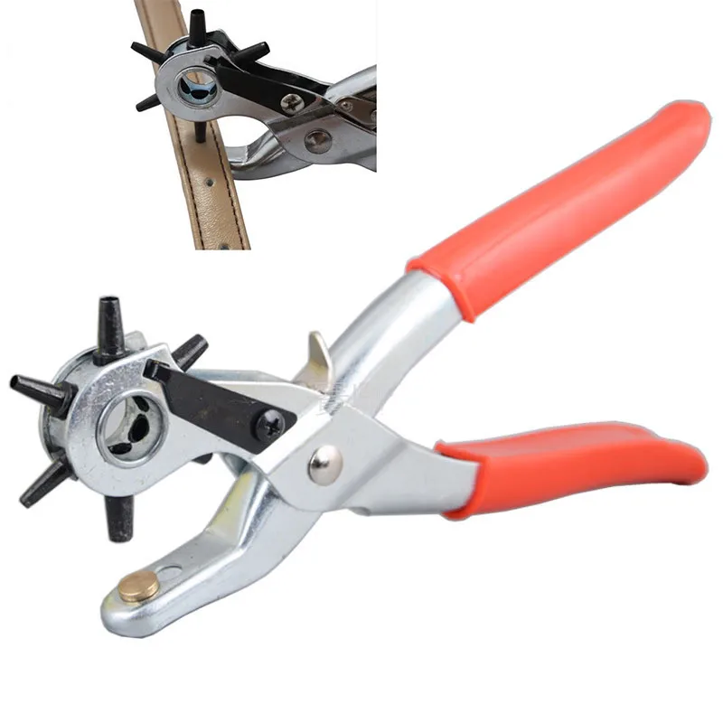 Leather Belt Hole Punch Plier Eyelet Puncher Revolve Sewing Machine Bag Setter Tool Watchband Strap Household leathercraft