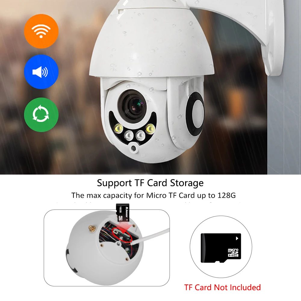 PTZ IP камера 1080P 2MP HD беспроводная Wifi наружная камера безопасности Wi-Fi с ночным видением CCTV для домашнего видеонаблюдения