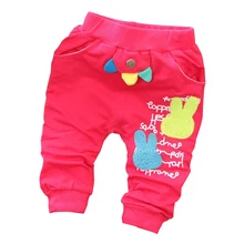 Весенняя Новинка 1 шт. в Корейском стиле с изображением героев из мультфильмов для девочек, одежда с изображением кролика, шаровары для малышей с вышивкой полотенца штанишки для малышей от 7 до 24 мес.; Штаны для маленьких девочек