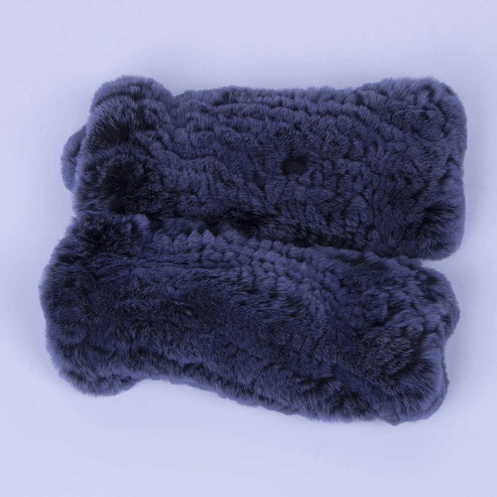 YCFUR женские зимние перчатки варежки вязаный Настоящий мех кролика Варежки Перчатки женские эластичные мягкие теплые перчатки без пальцев для женщин