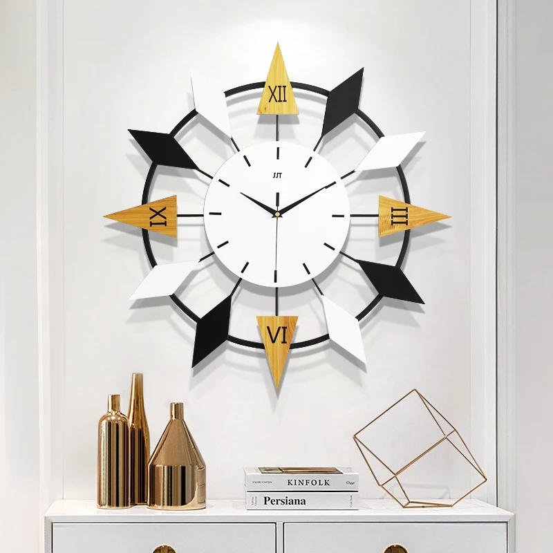 

Art Nordic Large Creative Wall Clock Living Room Kitchen Clock Restaurant Decoration Wall Charts Simple Modern Wall Clocks 4C240