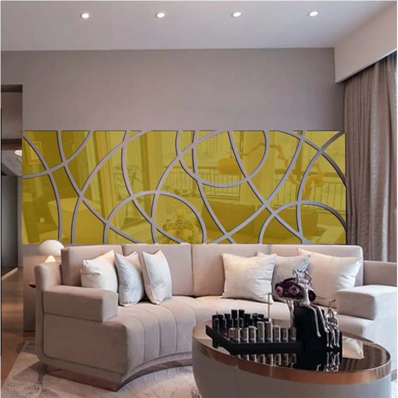 Creativo 3D acrílico cristal espejo pegatina gran tamaño TV Fondo sala de estar hogar Hotel verde moda decorativo pared pegatina
