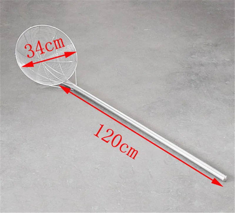 Большая большая длинная сетка жареная корзина-Дуршлаг Сито из нержавеющей стали суп скиммер шеф-повара ковш для жарки лапша сито столовая Тернер - Цвет: 34cm with handle