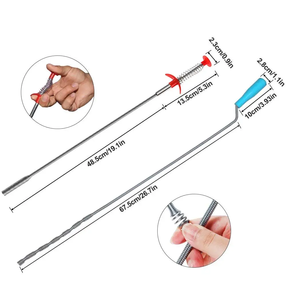 3 шт. в упаковке, средство для удаления засоров змеиной шерсти, металлический шнек для очистки слива для ванны, раковины, туалета, канализации, Kitc