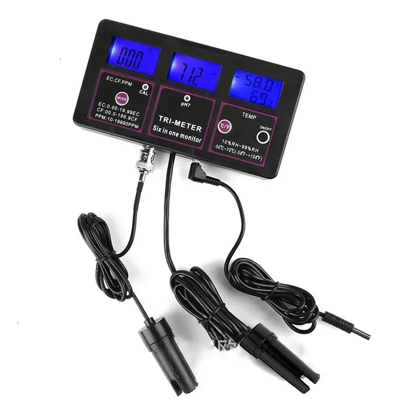 6-in-1 Water Quality Tester Monitor Multi-parameter Aquarium Laboratories PH Meter For Testing Water PH/Temperature/EC/CF/RH/TDS цена 6-in-1 Water Quality Tester Monitor Multi-parameter Aquarium Laboratories PH Meter For Testing Water PH/Temperature/EC/CF/RH/TDS цены онлайн
