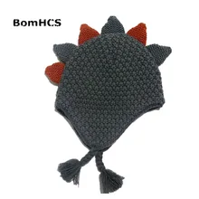 BomHCS/Милая Детская шапка-ушанка с динозавром, ручная работа, вязаная детская забавная шапка для детей 3-10 лет