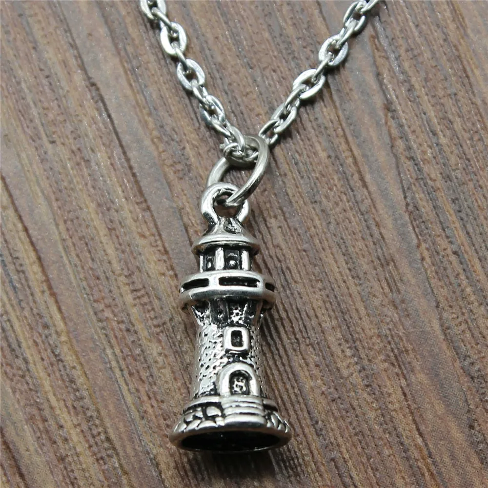 

Fashion 2019 Necklace Pendant Watchtower Lighthouse 20x9mm Antique Silver Color Necklace Jewelry Chain Fashion Accessories