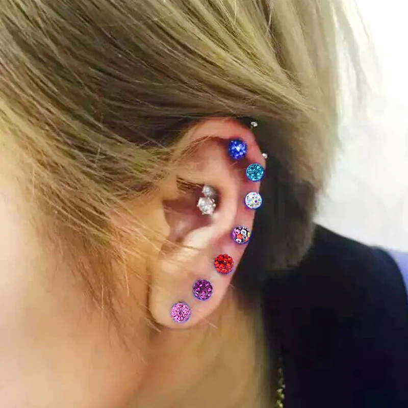 Opal imitacion piercing oreja Tragus Helix cartilage pendientes
