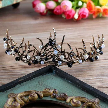 

Fashion Pink Black Crystal Bride Tiara and Crown Princess Diadem Coronet Bridal Wedding Headdress Hair Jewelry Accessories BH