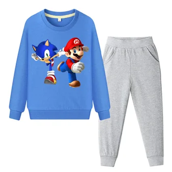 

Kids Mario Long Sleeve Coat+Pant 2PCS Clothing Sets Boys Spring Autumn Sports Tracksuits Clothes Set Children Tracksuits ZC036