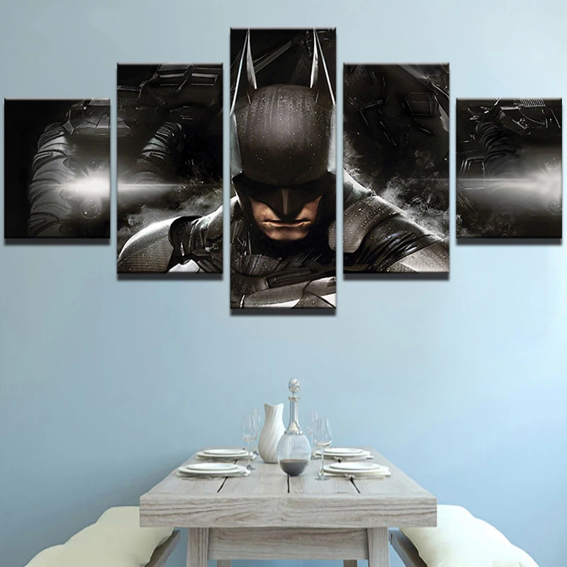 5 Panel HD Printed Painting CanvasPicture Frame Home Decor Room Batman