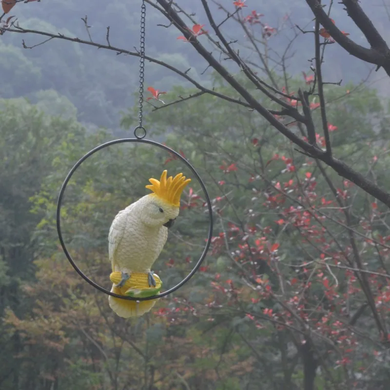 Американские садовые полимерные садовые моделирование окрашенные попугай открытый Тукан Вилла украшение сада Шарм - Цвет: A(including hoop)