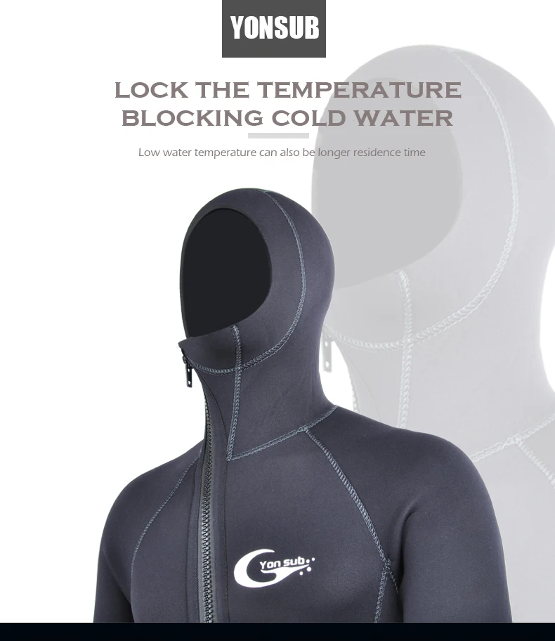TSMC неопреновый гидрокостюм для подводного плавания 5 мм зимний теплый Мужской капюшон для серфинга на передней молнии для подводной охоты с Капюшоном Водолазный костюм