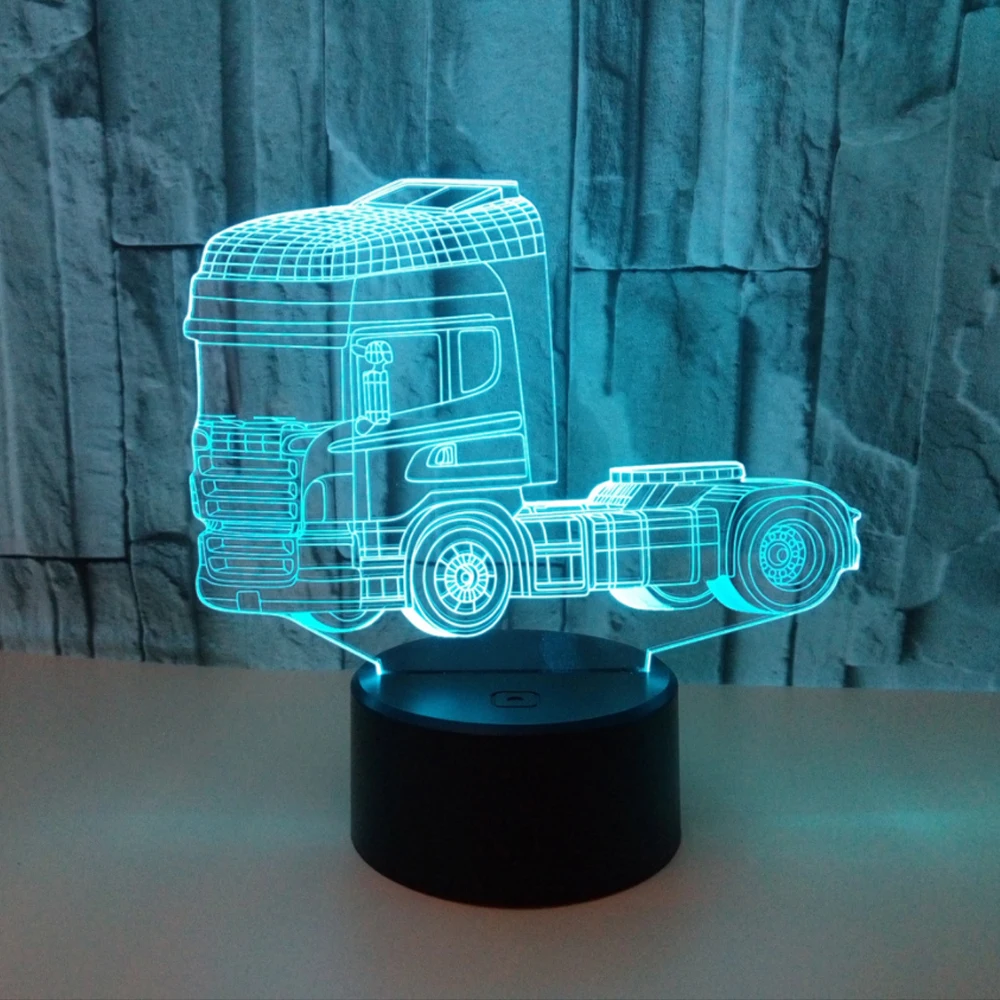 

New Truck 3d Lamp 7 color change 3d Light Fixtures Touch Remote 3d Led Small Led Night Light Kids Lamp
